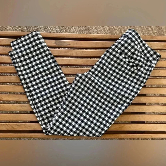 Renuar Black/White Checkered Gingham Stretch Cropped Ankle Pants Women’s 4 EUC‎ - Picture 2 of 12